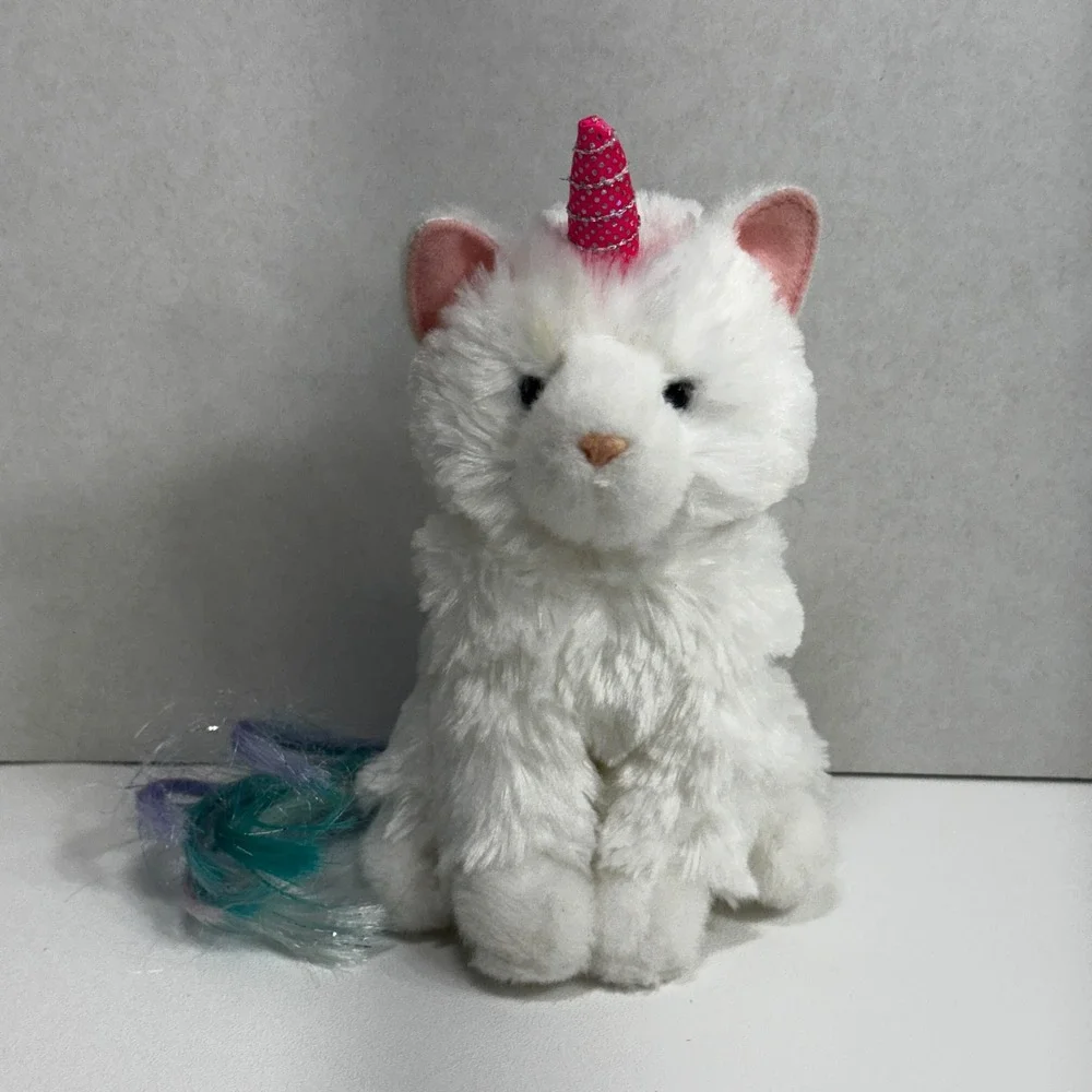 Douglas‎ Caticorn White Cat Unicorn Plush Sparkle Horn Teal Purple Tail 640
